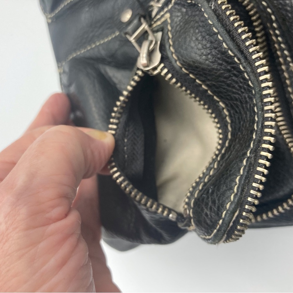 ROOTS ‘VILLAGER’Black Pebbled Leather Everyday Comfortable Crossbody Bag Vintage - Picture 10 of 16